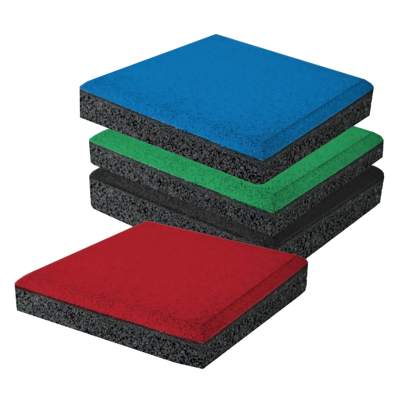 Piso amortiguante o losa de caucho fabricado en hule EPDM reciclado, aglutinado con resina de poliuretano de alta calidad. Modelo: gra001-pasto-artificial-deportivo