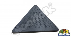 Plataforma metálica cuadrada para juegos infantiles con poste redondo.