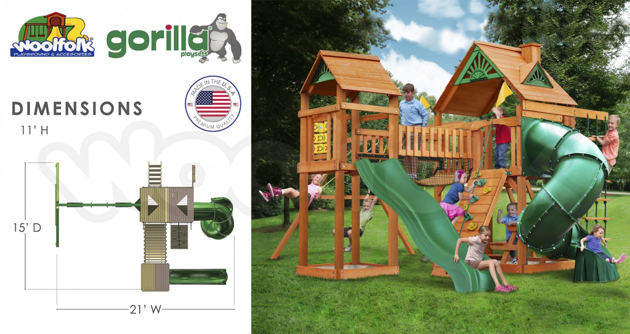 Juego Infantil de Madera Fabricado en Estados Unidos. Modelo: Wilderness Gym