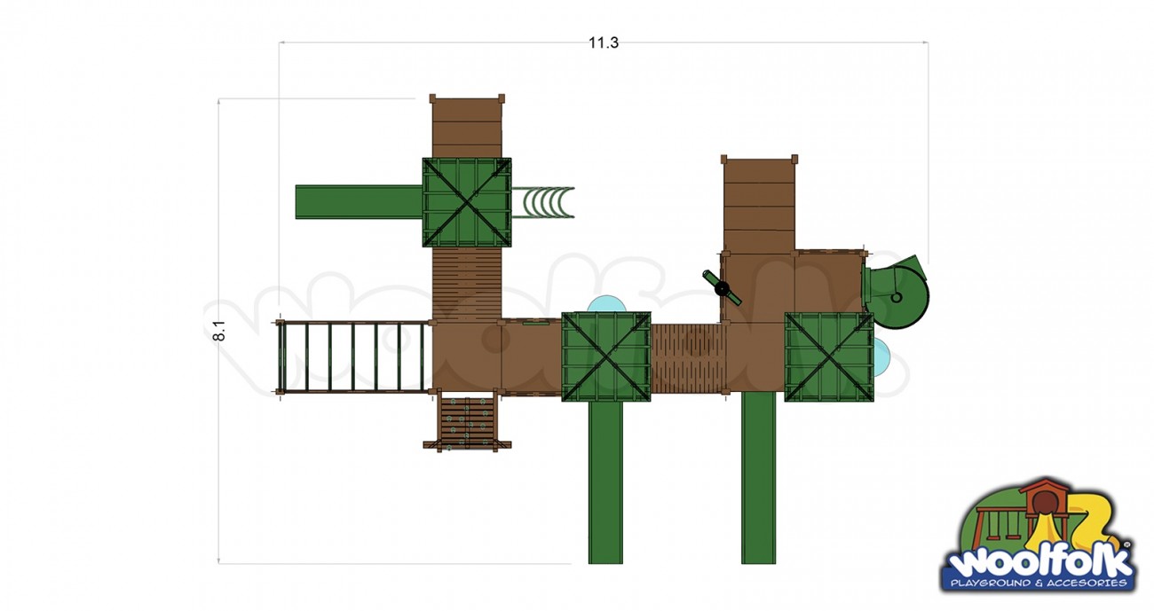 Juego Infantil de Madera de Pino Canadiense Línea Parques. Modelo: WDM051