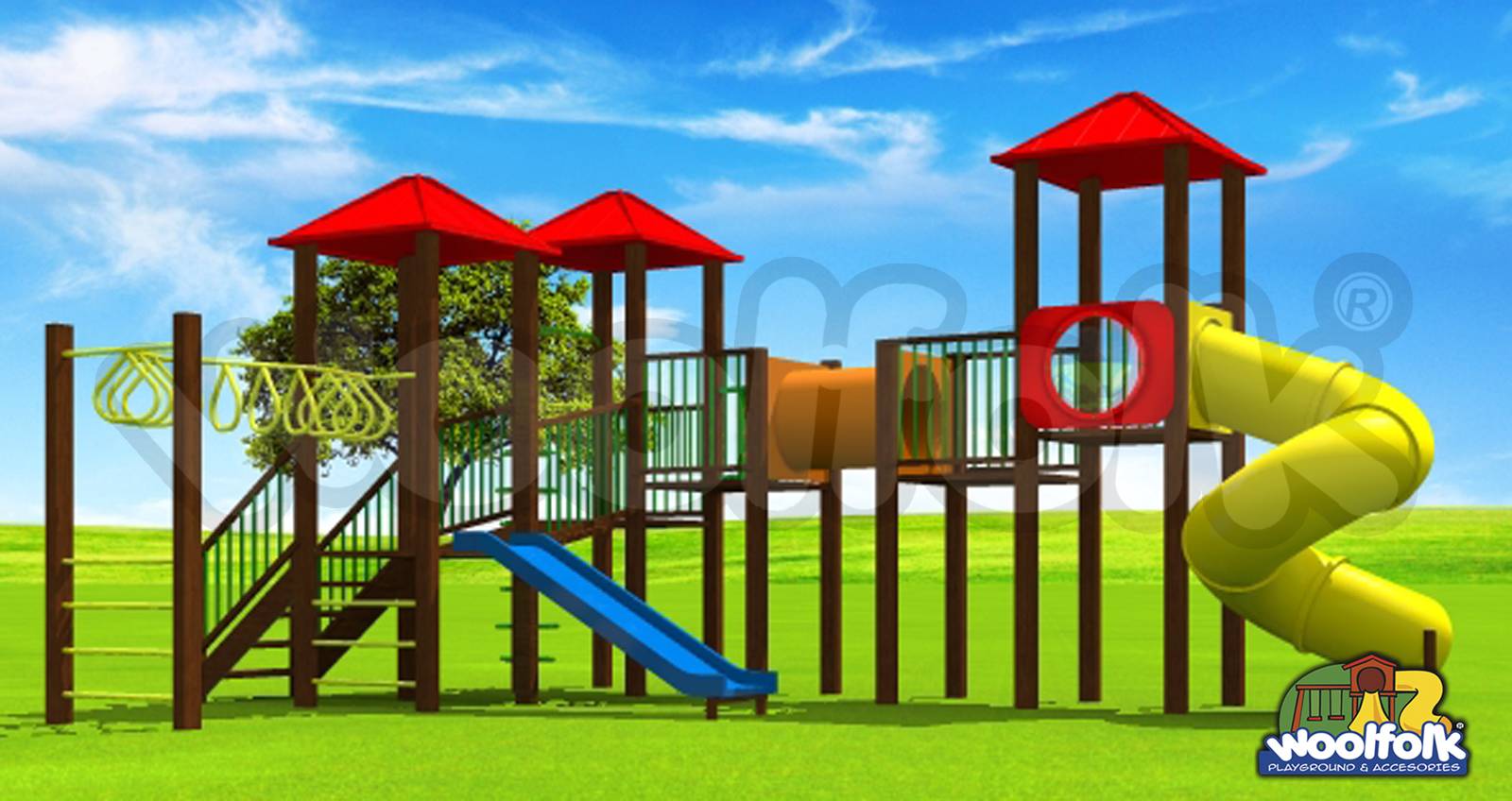 Juego Infantil de Madera de Pino Canadiense Línea Parques. Modelo: WDM053E