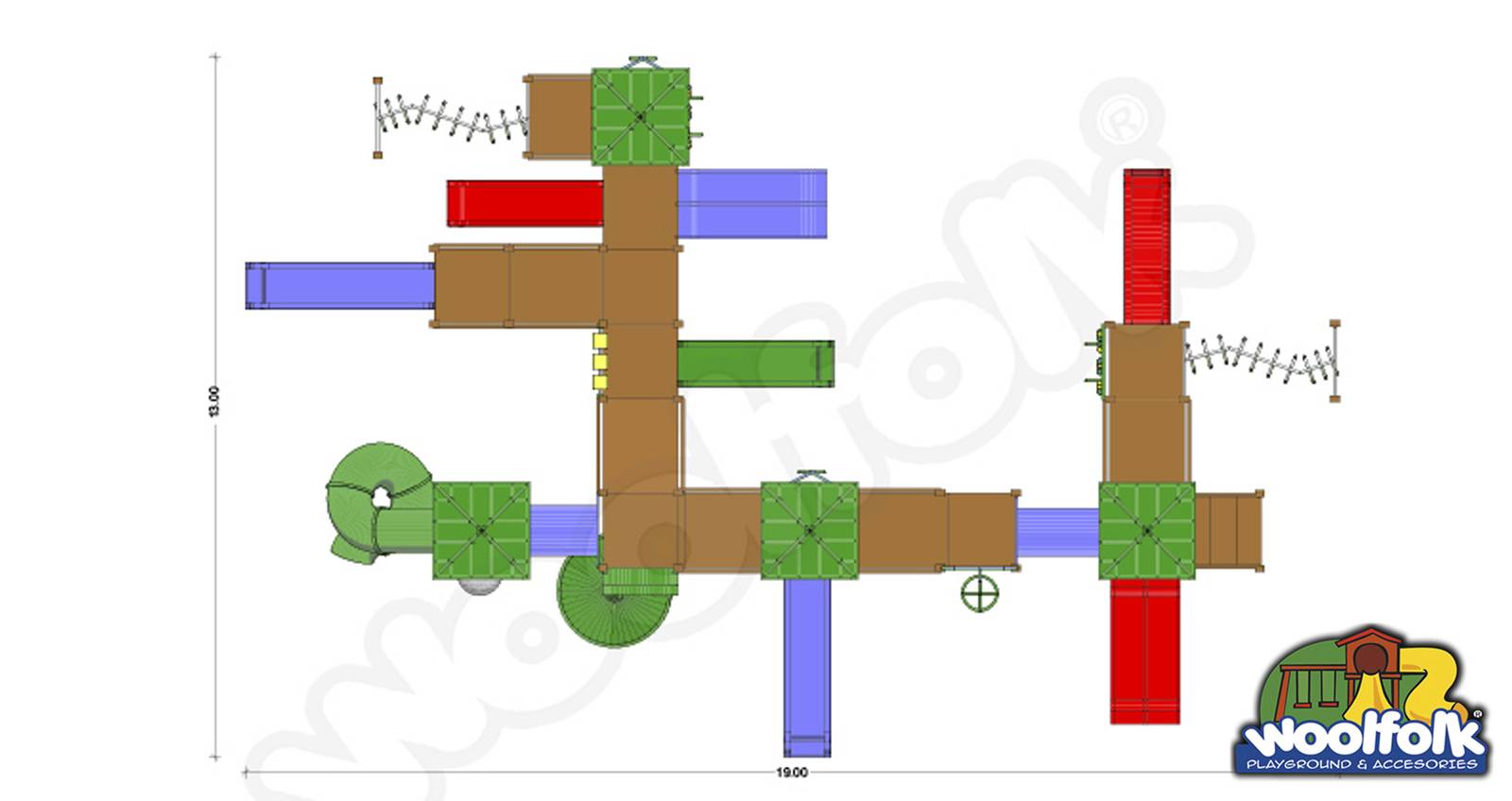 Juego Infantil de Madera de Pino Canadiense Línea Parques. Modelo: WDM052