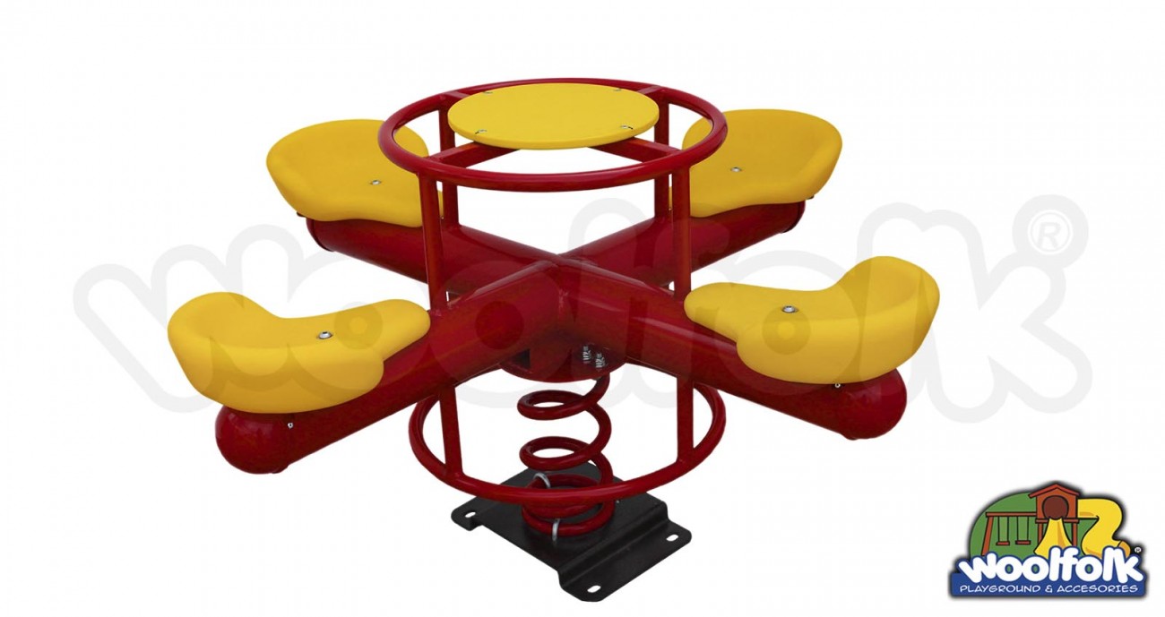 Montable metálico infantil carrusel con asientos individuales y volante giratorio central. Modelo: CMM009