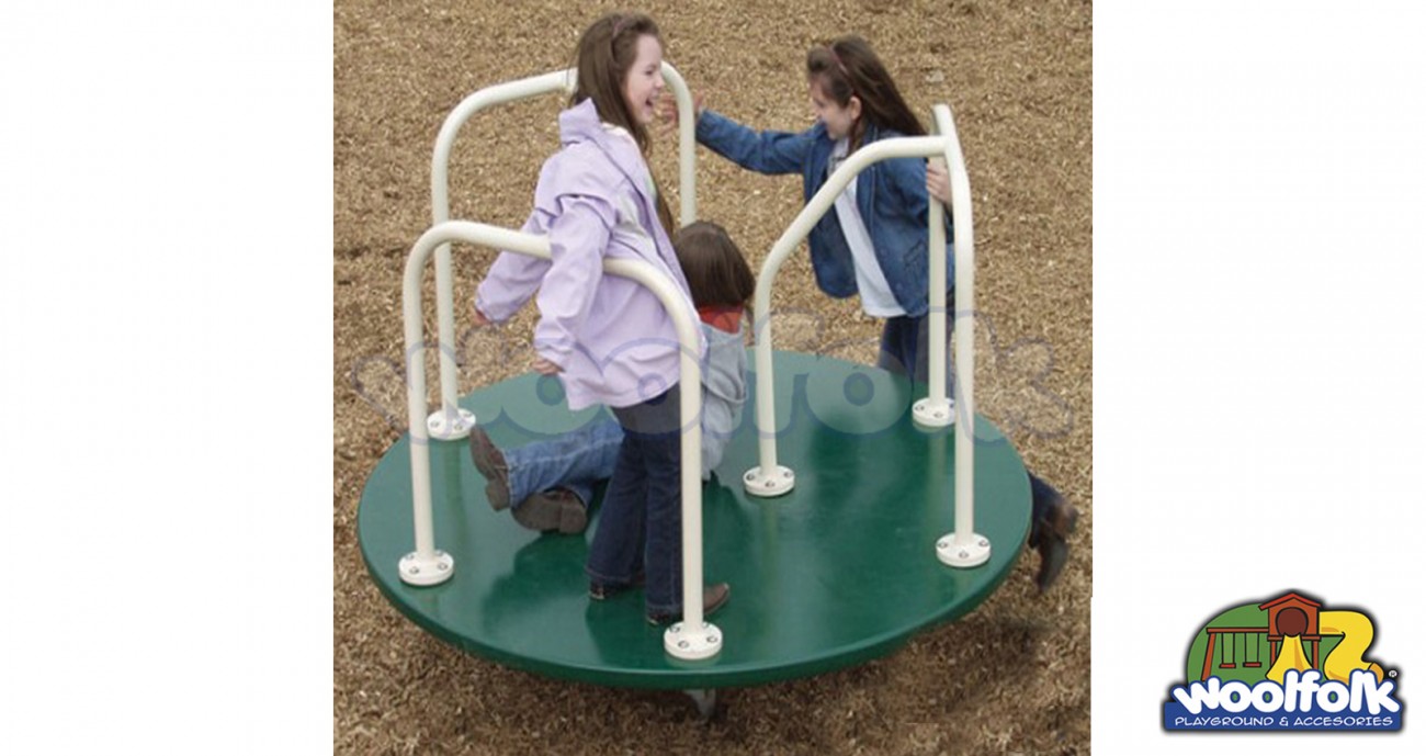 Giratorio metálico infantil tipo carrusel con agarraderas tubulares para auto impulso, fabricado en acero. Modelo: CMM005ch